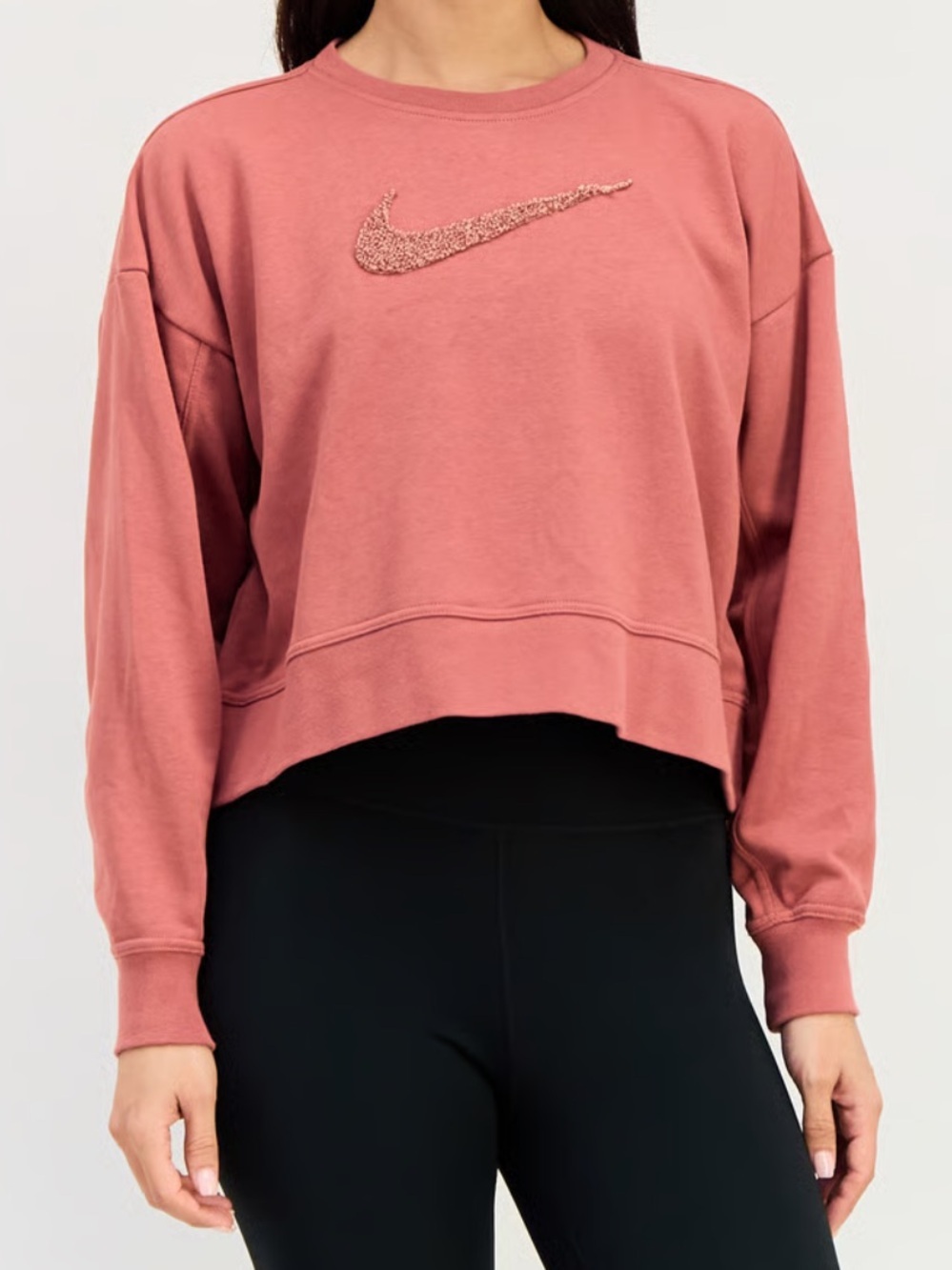 Nike Women's Crewneck Sweatshirt Oversized Long Sleeve Pink Gym Athletic Sporty